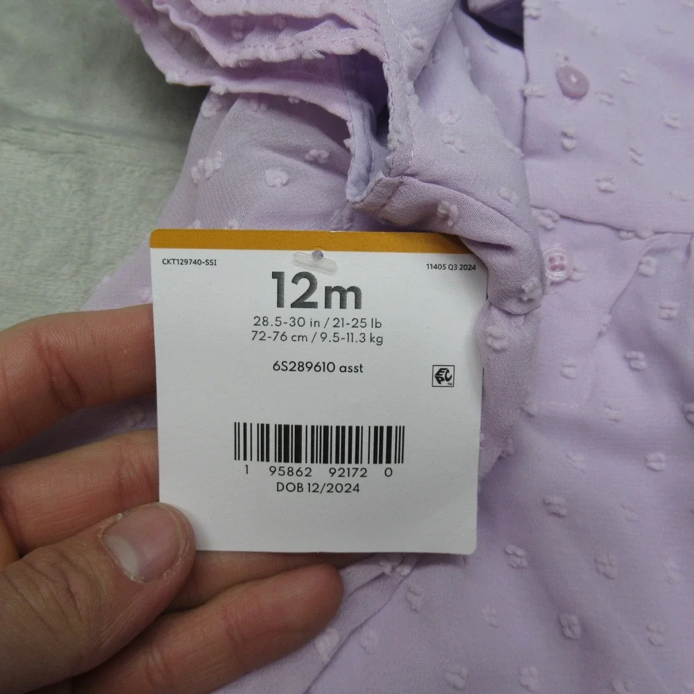 Carters Occasion Dress Baby 12M‎ Pink Swiss Dot Flutter Sleeves Skirt Liner NWT